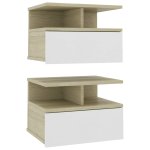 Vidaxl tables de chevet 2 pcs blanc et chne sonoma 40x31x27cm