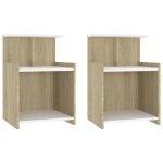 Vidaxl tables de chevet 2 pcs blanc et chne sonoma 40x35x60 cm
