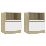Vidaxl tables de chevet 2 pcs blanc et chne sonoma 40x40x50 cm