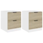 Vidaxl tables de chevet 2 pcs blanc / chne sonoma 40x40x50 cm agglomr