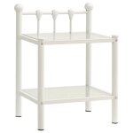 Vidaxl tables de chevet 2 pcs blanc et transparent mtal et verre