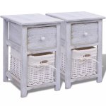 Vidaxl table de chevet 2 pcs bois blanc