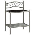 Vidaxl tables de chevet 2 pcs gris et noir mtal et verre