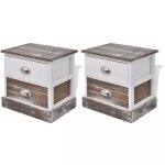 Vidaxl table de chevet 2 pcs marron et blanc