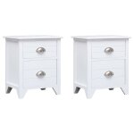 Vidaxl table de chevet 2 pcs avec 2 tiroirs blanc