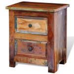 Vidaxl table de chevet avec 2 tiroirs bois massif recyclé Vidaxl table de chevet avec 2 tiroirs bois massif recyclé