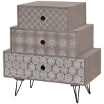 Vidaxl table de chevet avec 3 tiroirs gris et marron