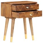 Vidaxl table de chevet 43 x 30 x 58 cm bois de manguier massif