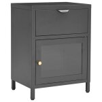 Vidaxl table de chevet anthracite 40x30x54, 5 cm acier et verre