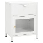 Vidaxl table de chevet blanc 40x30x54, 5 cm acier et verre