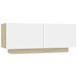 Vidaxl table de chevet blanc et chne sonoma 100x35x40 cm agglomr