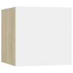 Vidaxl table de chevet blanc et chne sonoma 30, 5x30x30 cm agglomr
