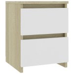 Vidaxl table de chevet blanc et chne sonoma 30 x 30 x 40 cm agglomr