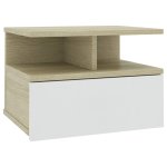 Vidaxl table de chevet blanc et chne sonoma 40x31x27 cm agglomr