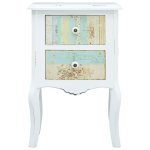 Vidaxl table de chevet blanc et marron 43x32x65 cm mdf