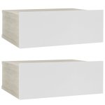 Vidaxl tables de chevet flottantes 2 pcs blanc chne sonoma 40x30x15cm