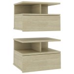 Vidaxl tables de chevet flottantes 2 pcs ch�ne sonoma 40x31x27 cm