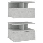 Vidaxl tables de chevet flottantes 2 pcs gris b�ton 40x31x27 cm agglom�r�
