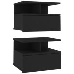 Vidaxl tables de chevet flottantes 2 pcs noir 40x31x27 cm agglomr