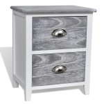 Vidaxl table de chevet gris et blanc 38x28x45 cm bois de paulownia