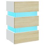 Vidaxl table de chevet led blanc et chne sonoma 45x35x67 cm agglomr