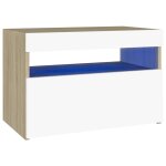Vidaxl table de chevet  led blanc / chne sonoma 60x35x40 cm agglomr
