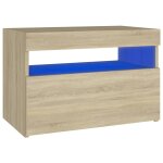 Vidaxl table de chevet � led ch�ne sonoma 60x35x40 cm agglom�r�