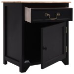 Vidaxl table de chevet noir et marron 40x30x50 cm bois de paulownia