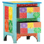 Vidaxl table de chevet peinte  la main 40x30x50 cm bois de manguier