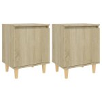 Vidaxl tables de chevet pieds en bois 2 pcs chêne sonoma 40x30x50 cm Vidaxl tables de chevet pieds en bois 2 pcs chêne sonoma 40x30x50 cm