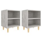 Vidaxl tables de chevet avec pieds en bois 2 pcs gris bton 40x30x50cm
