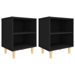 Vidaxl tables de chevet avec pieds en bois 2 pcs noir 40x30x50 cm