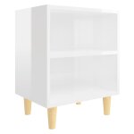 Vidaxl table de chevet avec pieds en bois blanc brillant 40x30x50 cm