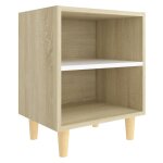 Vidaxl table de chevet pieds en bois blanc et chne sonoma 40x30x50 cm