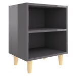 Vidaxl table de chevet avec pieds en bois gris brillant 40x30x50 cm