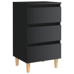 Vidaxl table de chevet avec pieds en bois noir brillant 40x35x69 cm