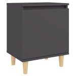 Vidaxl table de chevet avec pieds en bois solide gris 40x30x50 cm