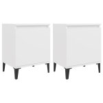Vidaxl tables de chevet avec pieds en mtal 2 pcs blanc 40x30x50 cm