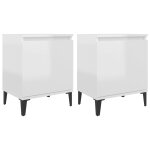 Vidaxl tables de chevet pieds en mtal 2 pcs blanc brillant 40x30x50cm