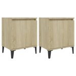 Vidaxl tables de chevet pieds en m�tal 2 pcs ch�ne sonoma 40x30x50 cm