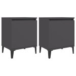 Vidaxl tables de chevet avec pieds en m�tal 2 pcs gris 40x30x50 cm