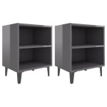 Vidaxl tables de chevet pieds en m�tal 2 pcs gris brillant 40x30x50 cm
