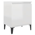 Vidaxl table de chevet avec pieds en mtal blanc brillant 40x30x50 cm