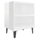 Vidaxl table de chevet avec pieds en mtal blanc brillant 40x30x50 cm