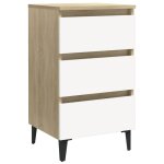 Vidaxl table de chevet pieds en mtal blanc / chne sonoma 40x35x69 cm