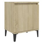 Vidaxl table de chevet avec pieds en m�tal ch�ne sonoma 40x30x50 cm