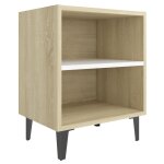 Vidaxl table de chevet et pieds en mtal chne sonoma / blanc 40x30x50cm