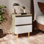 Vidaxl tables de chevet pieds en pin blanc et chne sonoma 40x35x50 cm