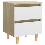 Vidaxl table de chevet pieds en pin blanc et chne sonoma 40x35x50 cm