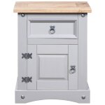 Vidaxl table de chevet pin mexicain gamme corona gris 53x39x67 cm